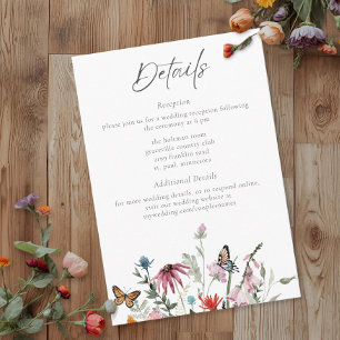 Watercolor Wildflower Butterfly Modern Wedding Enclosure Card