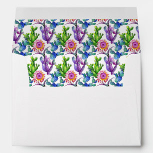 Watercolor Wildflower Cactus Pattern Envelopes