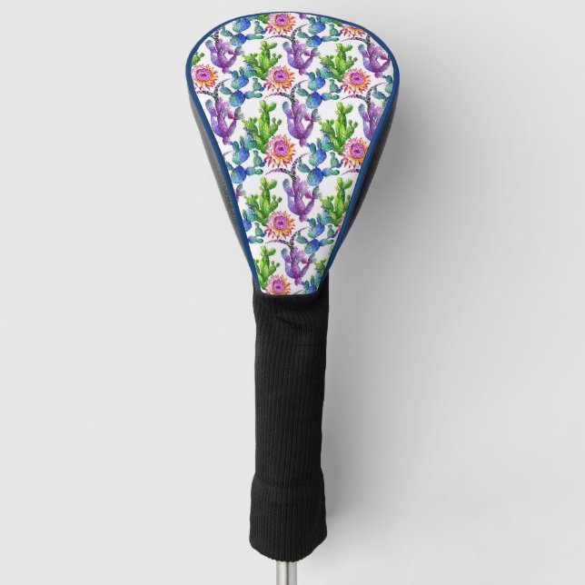 Watercolor Wildflower Cactus Pattern Golf Head Cover (Front)