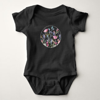 Watercolor Wildflower Circle Baby Fine Jersey Body Bodysuit