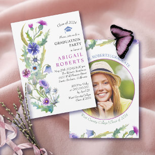 Watercolor wildflower Class Of 2025 graduation Invitation