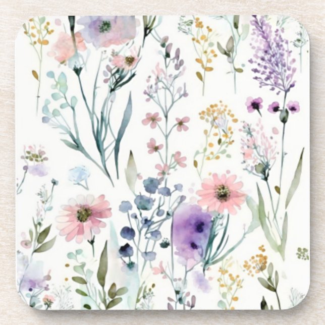 Watercolor wildflower coaster (Front)
