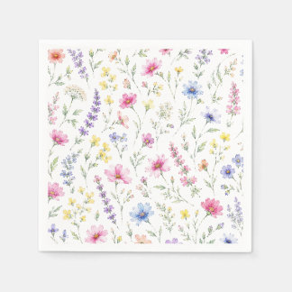 Watercolor Wildflower Cocktail Napkin
