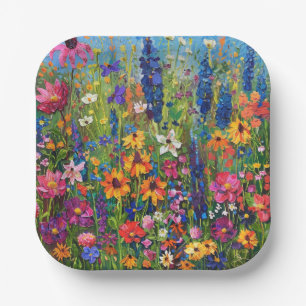 Watercolor Wildflower colourful Paper Plate