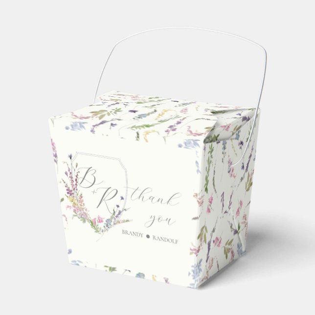 Watercolor Wildflower Crest  Favour Box (Front Side)