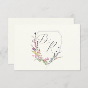 Watercolor Wildflower Crest Reception Enclosure Card