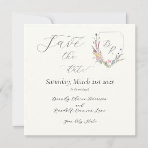Watercolor Wildflower Crest Save The Date