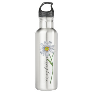 Watercolor Wildflower Daisy Elegant Script Name 710 Ml Water Bottle