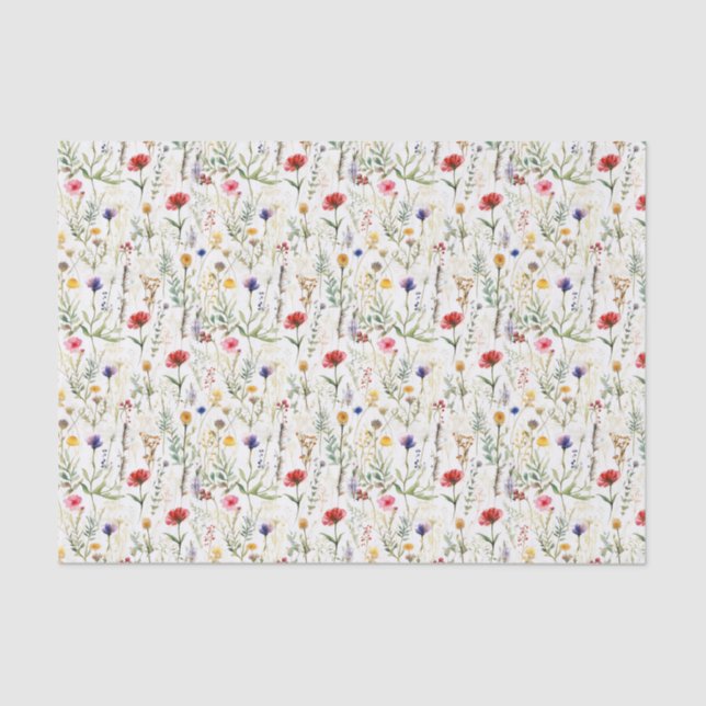 Watercolor Wildflower Design Tissue Paper (Front)