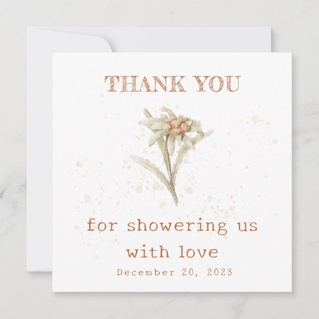 Watercolor Wildflower Edelweiss  Thank You Card (Front)
