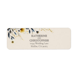 Watercolor Wildflower Elegant Beige Wedding Return