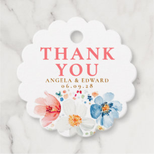 Watercolor Wildflower Elegant Boho Thank You Favour Tags
