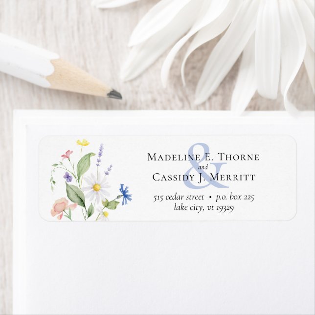Watercolor Wildflower Elegant Wedding Address (Insitu)