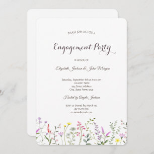 Watercolor Wildflower Engagement  Invitation