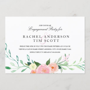Watercolor Wildflower Engagement Party Invite