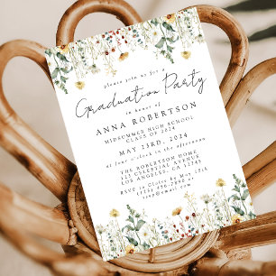 Watercolor Wildflower Field Graduation Party Invitation