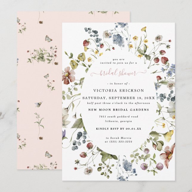 Watercolor Wildflower | Floral Bridal Shower  Invitation (Front/Back)