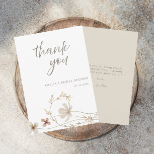Watercolor Wildflower Floral Bridal Shower Thank You Card