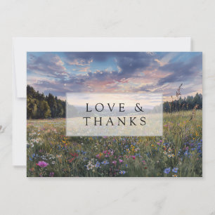 Watercolor Wildflower Floral Meadow Wedding Photo Thank You Card