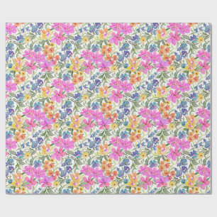 Watercolor Wildflower Floral - Pastel Pink Purple Wrapping Paper