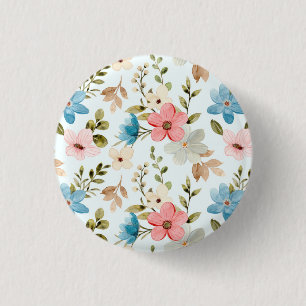 Watercolor Wildflower Floral Pattern 3 Cm Round Badge