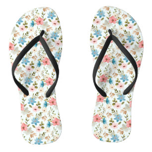 Watercolor Wildflower Floral Pattern Flip Flops