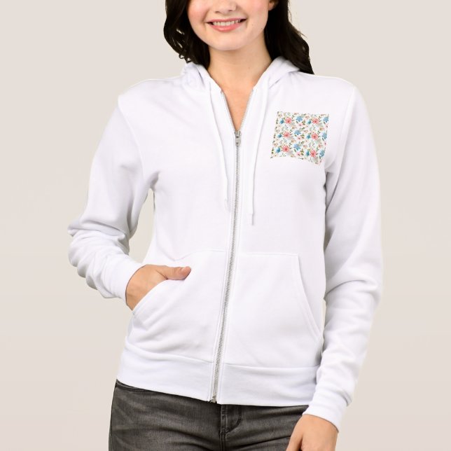 Watercolor Wildflower Floral Pattern Hoodie (Front)