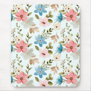 Watercolor Wildflower Floral Pattern Mouse Mat