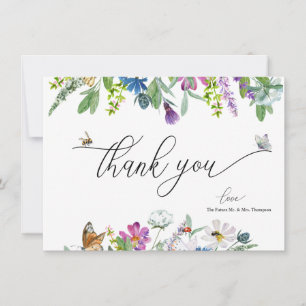 Watercolor Wildflower    Floral Thank You Card