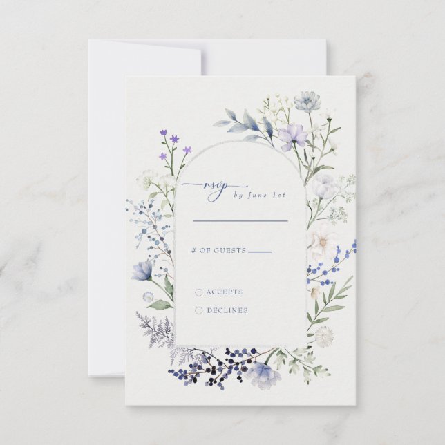 Watercolor Wildflower Floral Wedding  RSVP Card (Front)