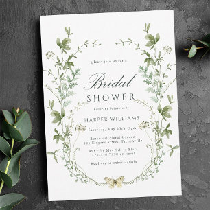 Watercolor Wildflower Floral Wreath Bridal Shower Invitation