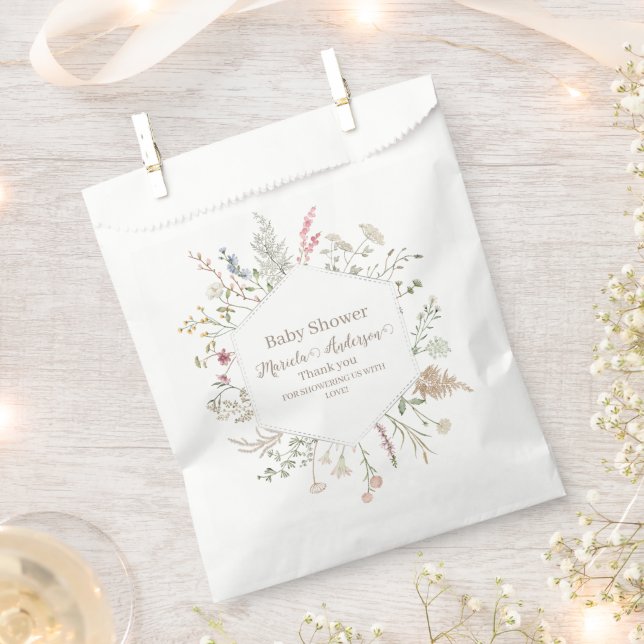 Watercolor wildflower Flowers  Baby Shower Favour Bags (Clipped)