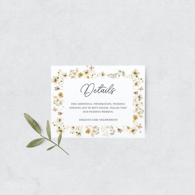 Watercolor Wildflower Frame Wedding Details Enclosure Card (Creator Uploaded)