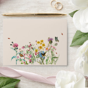Watercolor Wildflower Garden 5x7 Wedding Invite Envelope