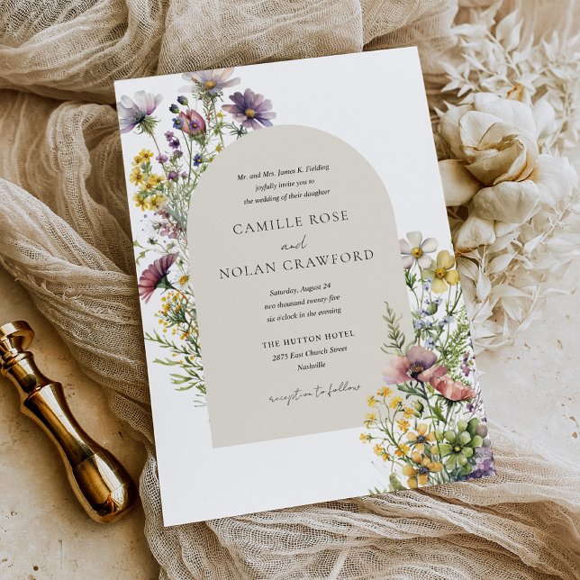 Watercolor Wildflower Garden Arch Floral Wedding Invitation (Creator Uploaded)