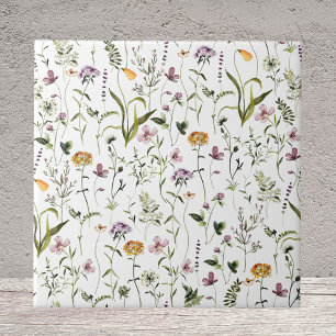 Watercolor Wildflower Garden Floral Pattern Tile