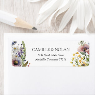 Watercolor Wildflower Garden Floral Return Address