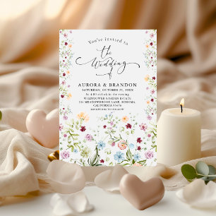 Watercolor Wildflower Garden Floral Wedding Invitation