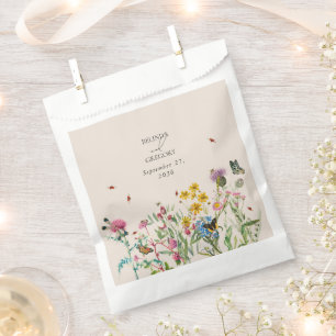 Watercolor Wildflower Garden & Insects Wedding Favour Bags