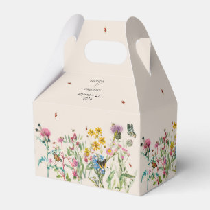 Watercolor Wildflower Garden & Insects Wedding Favour Box