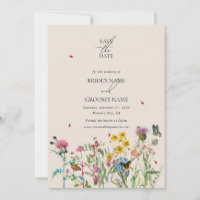 Watercolor Wildflower Garden & Insects Wedding