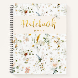 Watercolor Wildflower Garden Monogram  Notebook