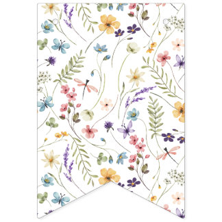 Watercolor Wildflower Girl 1st Birthday Bunting