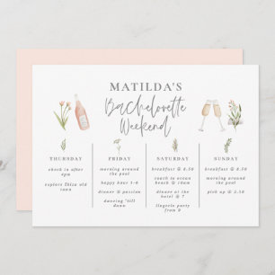Watercolor wildflower girly bachelorette itinerary