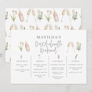 Watercolor wildflower girly bachelorette itinerary