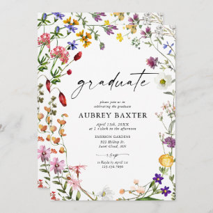 Watercolor Wildflower Graduation Party Invitation
