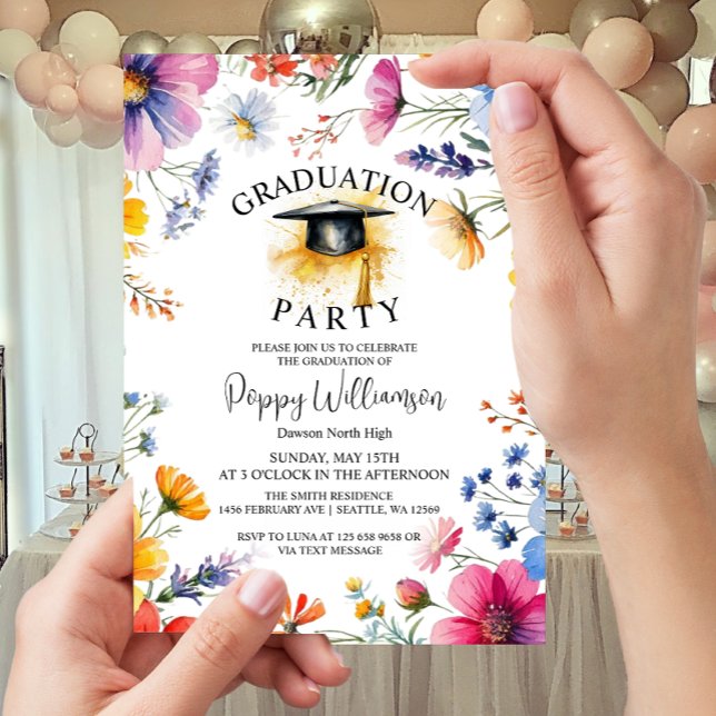 Watercolor WildFlower Graduation Party  Invitation (Creator Uploaded)