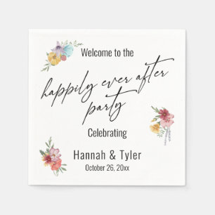 Watercolor Wildflower Happily Ever After Party Napkin