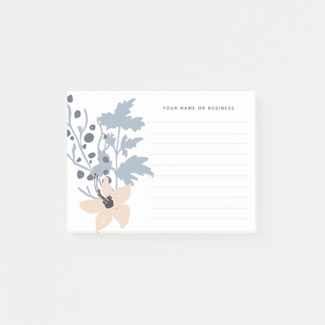 Watercolor Wildflower Herbs Name Lined Blank Post-it Notes (Front)