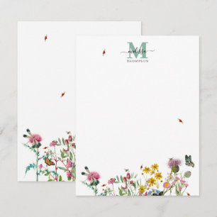 Watercolor Wildflower Insects Floral Spring Garden Card